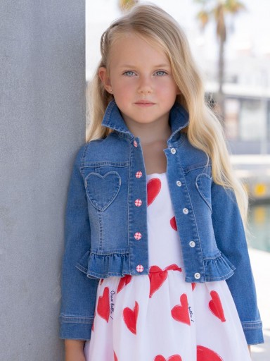 Miranda Cazadora Infantil vaquera Botones cuadro vichy Rojo "Flor de Cerezo" 0625/1