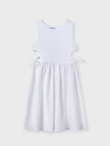 Mayoral vestido cut out canalé 24-06965-060 Blanco