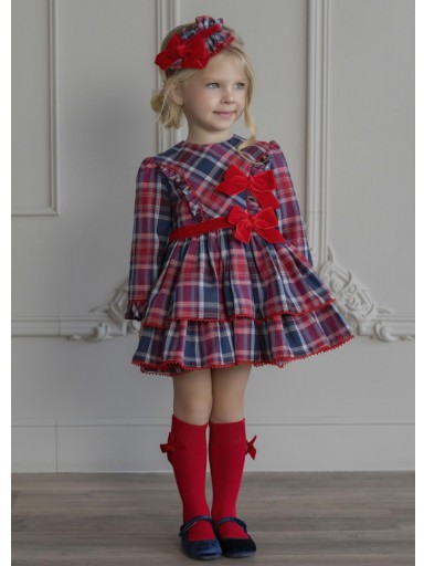 Miranda Vestido Infantil Ceremonia Cuadro Escoces  2 Lazadas "Harper" 0258/V [0]