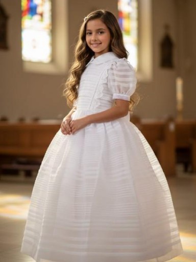 Vestido Comunión Niña Modelo  Miercoles 19442 Blanco