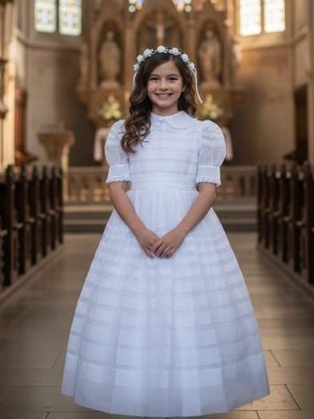 Vestido Comunión Niña Modelo Atra 26066 Blanco