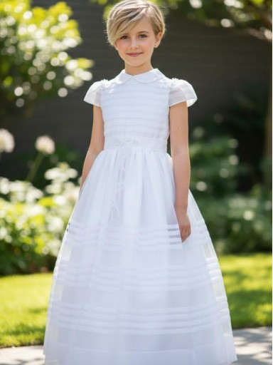 Vestido Comunión Niña Gasa Modelo Bonita BON224 Beige