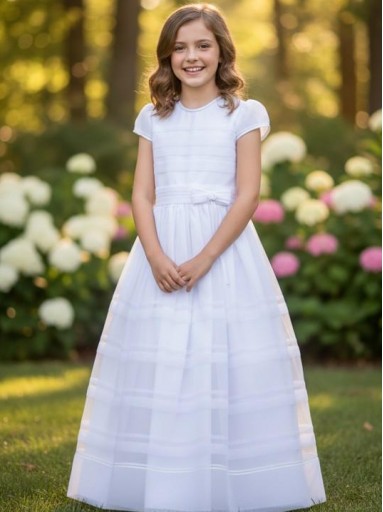 Vestido Comunión Niña modelo Azahar 26089 Blanco