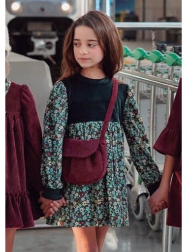  Nekenia Vestido Infantil Con Cortes Estampado Flores Azul "Cala" 2611819 [1]