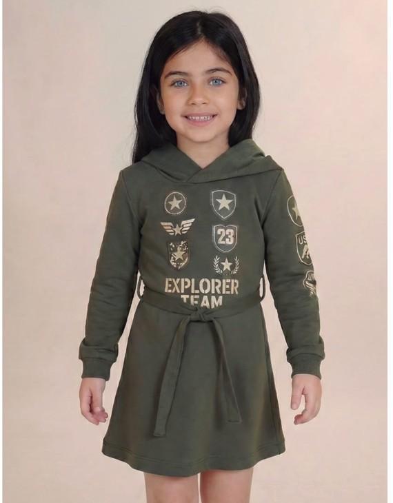 Vera By Nekenia Vestido Infantil Tipo Sudadera Insignias Verde "Vela" 26IV06