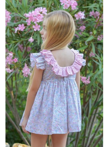 Daniesty vestido "KIRA" Infantil Estampado  Bolsillos y Volante rayas 002 [1]