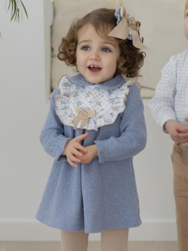 Miranda Vestido Bebe Punto Azul Pieza Blanca Lazada Camel "Carrie" 0500/V