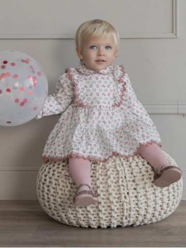 Miranda Vestido Bebe Estampado Geométrico Puntilla "Evolett" 0156/V