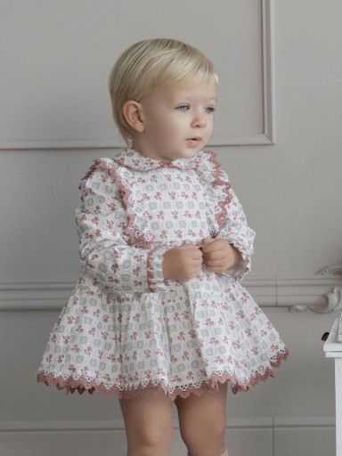 Miranda Vestido Bebe Estampado Geométrico Puntilla "Evolett" 0156/V [3]