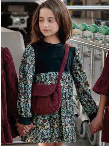  Nekenia Vestido Infantil Con Cortes Estampado Flores Azul "Cala" 2611819 [1]