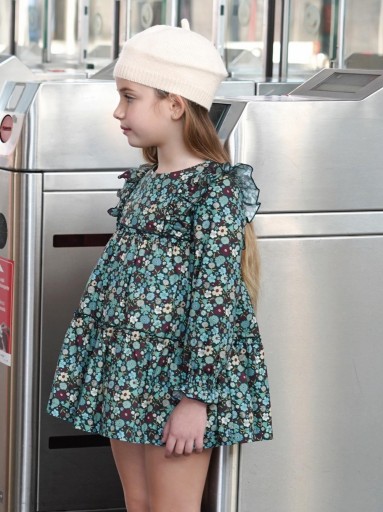  Nekenia Vestido Infantil Con Cortes Estampado Flores Azul "Cala" 2611813 [1]