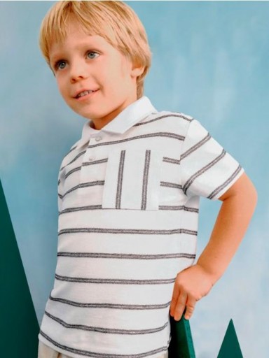 Mayoral Polo bolsillo rayas niño 25-03107-064 Crema