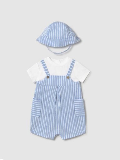 Mayoral Pelele peto simulado con gorro rayas 25-01602-046 Celeste [0]