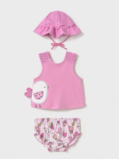 Mayoral Conjunto 3 piezas baño protección solar  25-01668-044 Chicle