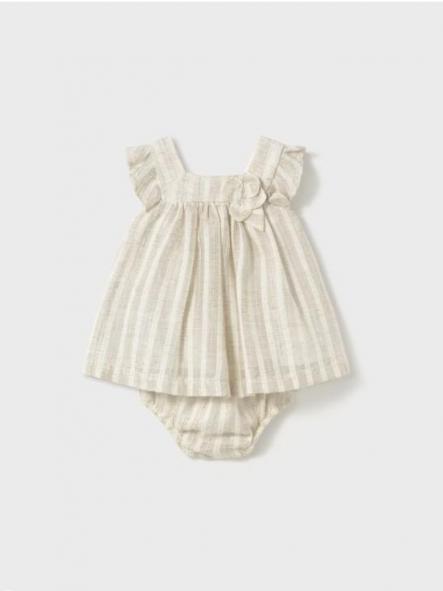 Mayoral Vestido con cubrepañal rayas 25-01858-023 Lino