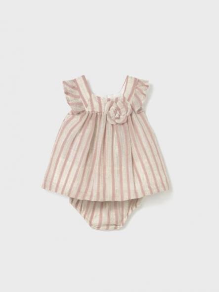 Mayoral Vestido con cubrepañal rayas 25-01858-024 Rosa Baby