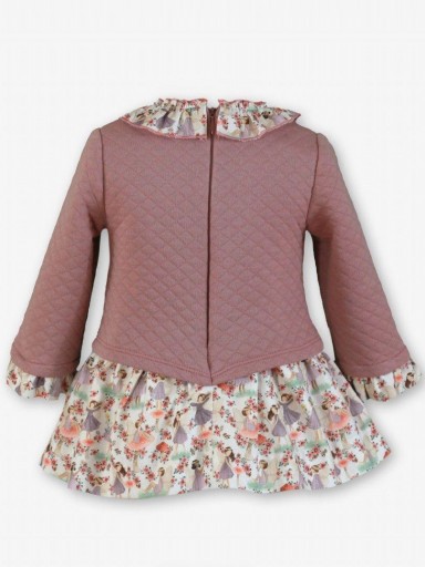 Miranda Vestido Bebe Rosa Palo Cuerpo Cloqué Falda Estampada Niñas "Winika" 0523/V [1]