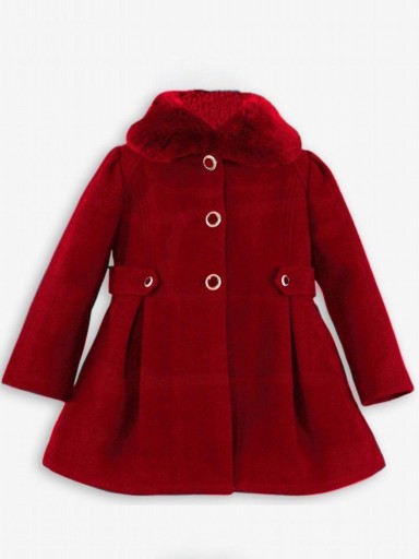 Miranda Abrigo Infantil  Paño Rojo Cuello de Pelo Botones Dorados "Harper" 0258/A [0]