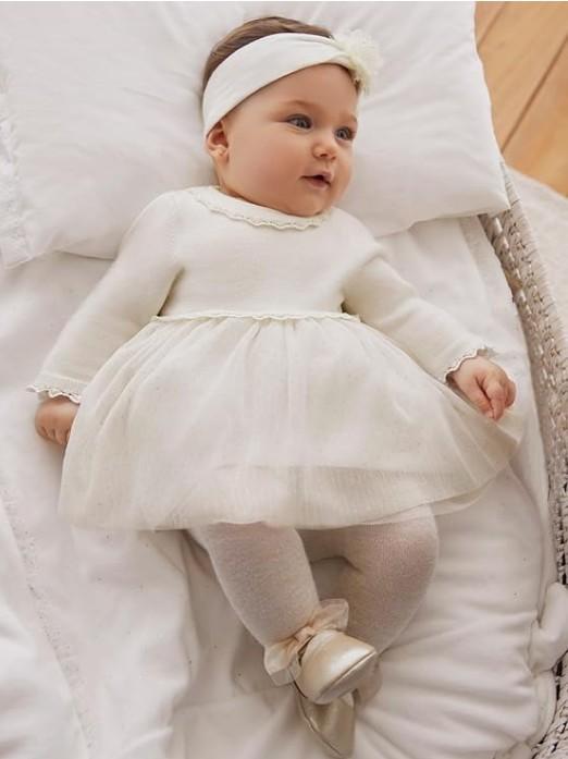 Mayoral Mayoral Vestido Combinado Tricot 14-02815-029 Crudo