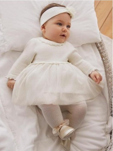 Mayoral Mayoral Vestido Combinado Tricot  14-02815-029 Crudo