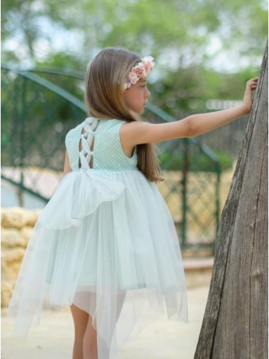 Nekenia Vestido Infantil Cuerpo Tul Bordado Lazos Espalda 2421812 [1]