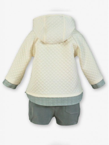 Miranda Conjunto Bebe Niño Sudadera Cloqué beig Mapache y Pantalón Corto Verde Agua "Isabella" 0505/23 [3]