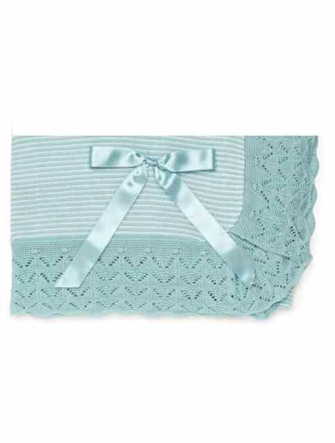 Juliana mantita Punto calados Verde Agua Blanco 24521