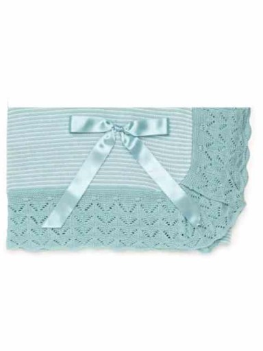 Juliana mantita Punto calados Verde Agua Blanco 24521