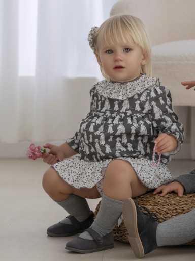 Miranda Vestido y Braguita Bebe Estampado Dalmatas "Ava" 0510/VB