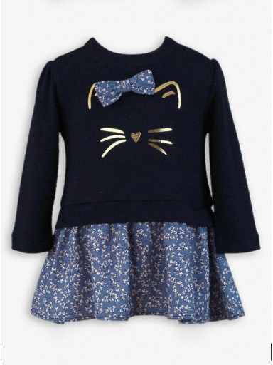 Miranda Vestido Bebe Marino Falda Estampada Silueta Gatito "Danna" 0530/V [0]