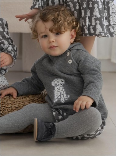 Miranda Conjunto Bebe Niño Sudadera Gris Oscuro y Pantalón Estampado Dálmatas "Ava" 0510/23 [0]