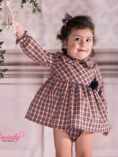 Daniesty Jesusito Vestido y Braguita de Cuadros Marino y Caldera Pompom Familia Gabriela 001 [0]