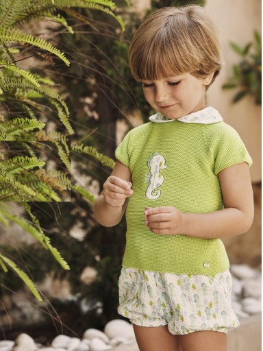 Juliana Vistiendo Bebés Conjunto 2  Piezas Pantalón Tela Caballitos Mar "Lima" 26081