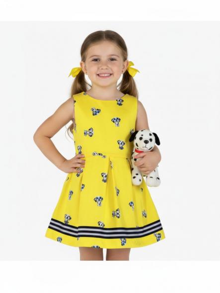 Miranda Textil Vestido Infantil Amarillo Dálmatas vivo marino Lazadas Espalda "Corvus" 0632/V