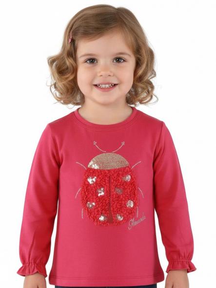 Miranda Camiseta Infantil Coral Aplicación Mariquita Relieve Lentejuelas "Mila" 0627/2