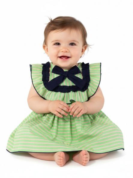 Miranda vestido bebe Rayas Verde Volante Lazada Marino 035/1205/V