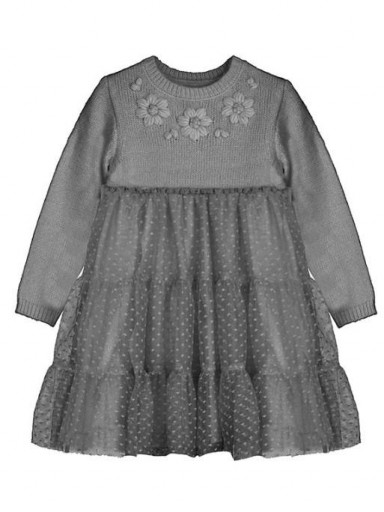 Mayoral vestido combinado tricot tul 13-04912-060 Acero