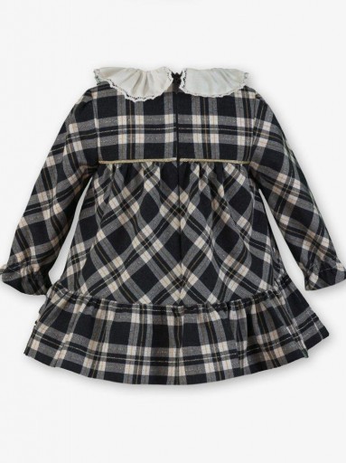Miranda Vestido Bebe Cuadros Blanco Gris Cuello Blanco "Addison" 0144/V [2]