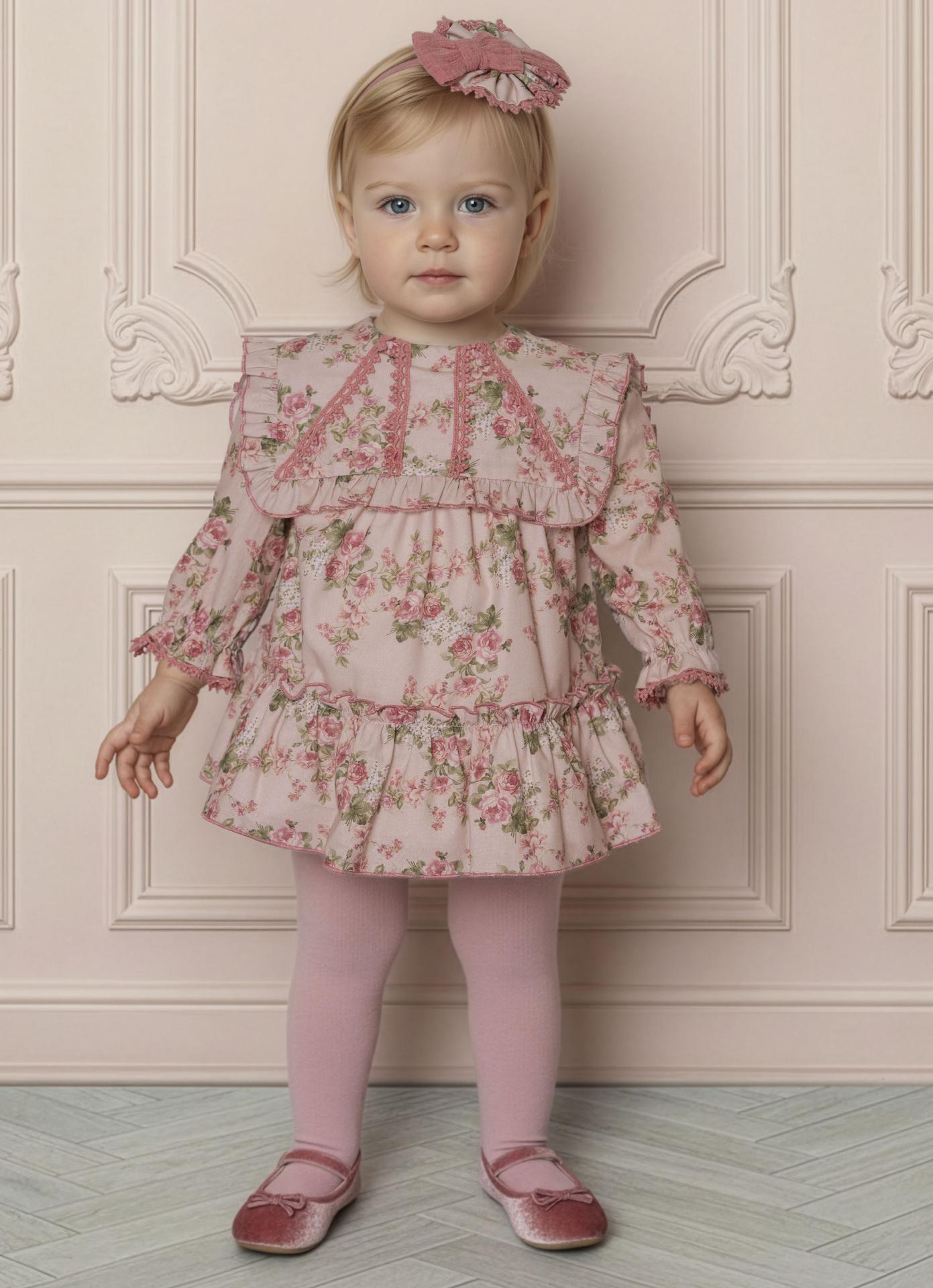 Miranda Vestido Bebe Ceremonia Estampado Flores Tiras Guipour "Megara" 0126/V