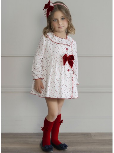 Miranda Vestido Infantil ceremonia Estampado Estrellas Lazada Terciopelo Granate "Ella" 0257/V [1]