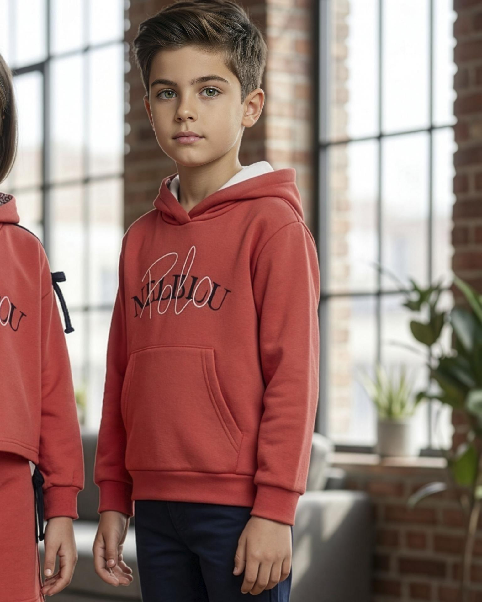 Miranda Sudadera Infantil Niño Coral Capucha Bolsillos Canguro "Asha" 1301/1