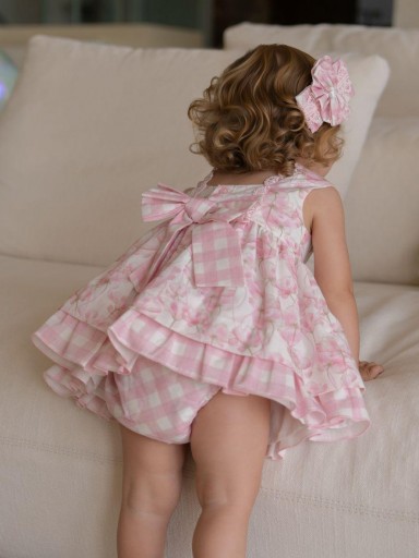 Miranda vestido Bebe Flores y Cuadros "Rosa" 0133/V [3]