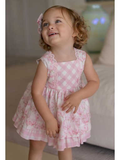 Miranda vestido Bebe Flores y Cuadros "Rosa" 0133/V [2]