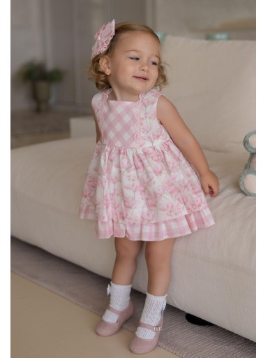 Miranda vestido Bebe Flores y Cuadros "Rosa" 0133/V [1]