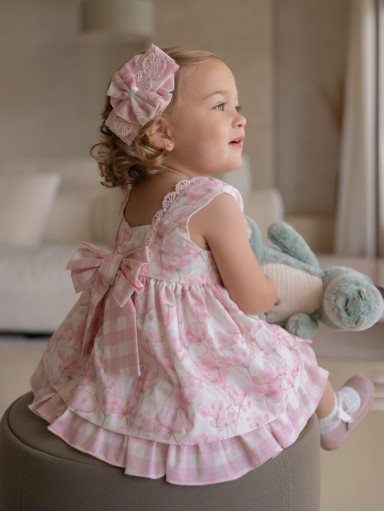 Miranda vestido Bebe Flores y Cuadros "Rosa" 0133/V [0]