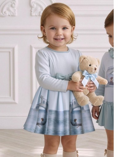 Miranda Vestido Bebe Estampado Góndolas y Puentes Lazada en la Cintura "Lilo" 0136/V [0]