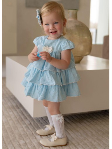 Miranda vestido Bebe 3 Volantes Aplicacion Floral "Dalia" 0137/V [1]
