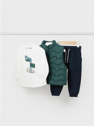 Mayoral Conjunto Pantalon Pullover Chaleco 14-02640-089 Jade