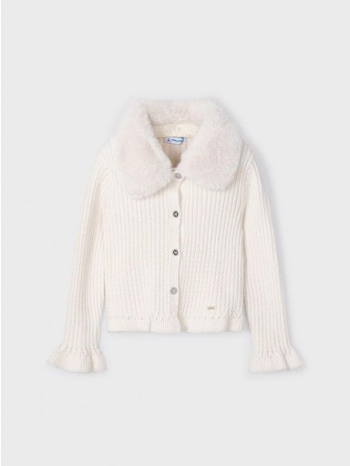 Mayoral  Rebeca tricot cuello pelo 14-04362-030 Milk