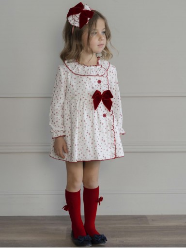Miranda Vestido Infantil ceremonia Estampado Estrellas Lazada Terciopelo Granate "Ella" 0257/V [2]